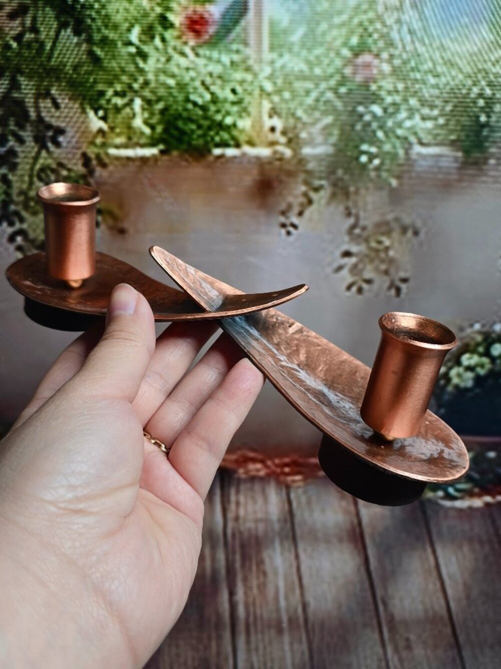 Vintage  Handcrafted Albert Gilles Copper Candle Holder